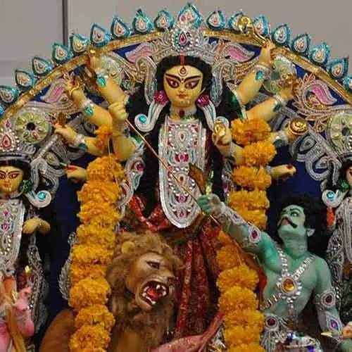 Durga Puja Festival Celebration in Cooch Behar with Elaborate Decorations and Devotees